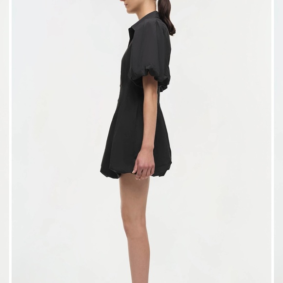 Black Simkha Puff-Sleeve Button-Up Women’s dress - Picture 4 of 5